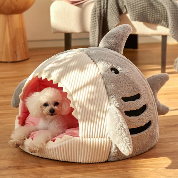 Daymira Soft Cozy Cat & Dog Bed, Cat House Style Shark Cute