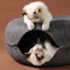 Daymira Donut Cave Bed Cat House & Condo With Faux Fur