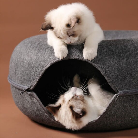 Daymira Donut Cave Bed Cat House & Condo With Faux Fur