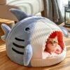 Daymira Soft Cozy Cat & Dog Bed, Cat House Style Shark Cute