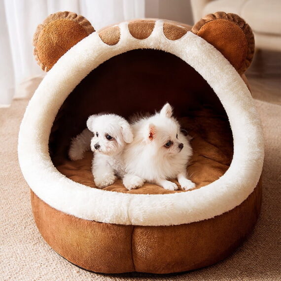 Daymira Soft Dog & Cat Bed, Cute Indoor Dog House With Faux Fur