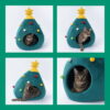 Daymira Pine Cat & Dog House, Cute Cat Tree Bed