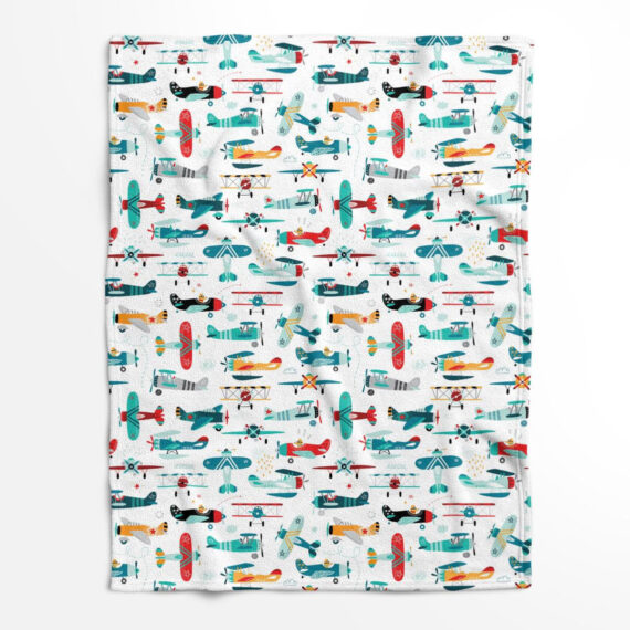 Airplanes Boys Seamless Pattern Fleece Blanket