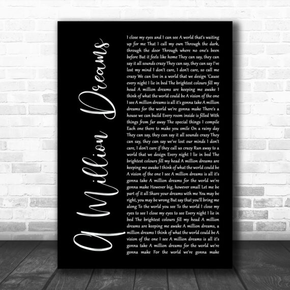 The Greatest Showman A Million Dreams Black Script Song Lyric Art Print ...