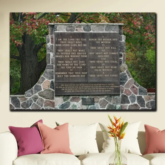 Ten Commandments in Concrete Wall Art Canvas - Daymira store