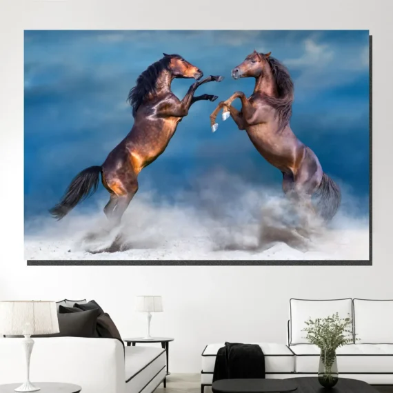 Two Rearing Horses Wall Art Canvas - Daymira store