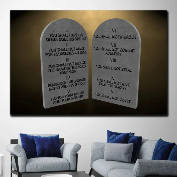 Ten Commandments Stone Tablets Wall Art Canvas - Daymira store