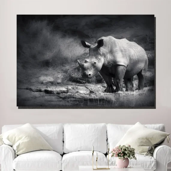 White Rhinoceros Wall Art Canvas - Daymira store