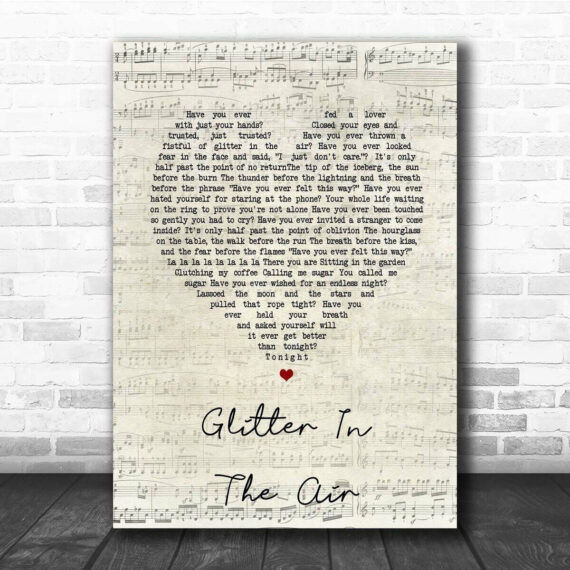 Pink Glitter In The Air Script Heart Song Lyric Print Daymira™ Wear