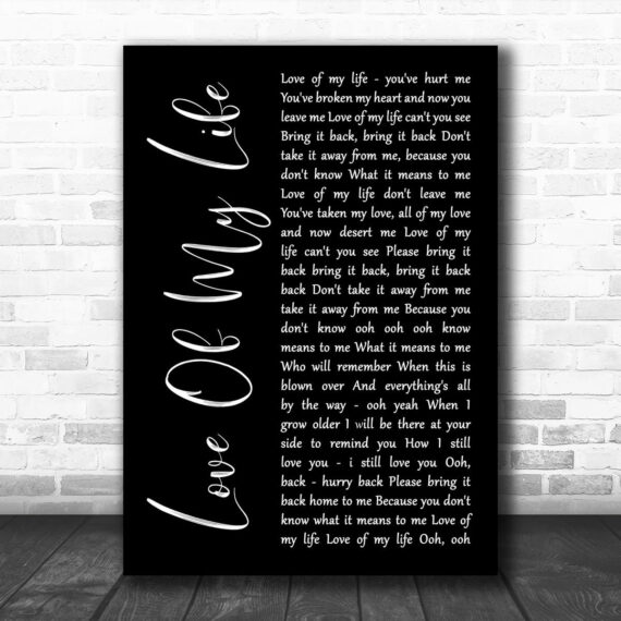 Scorpions Love Of My Life Black Script Song Lyric Wall Art Print