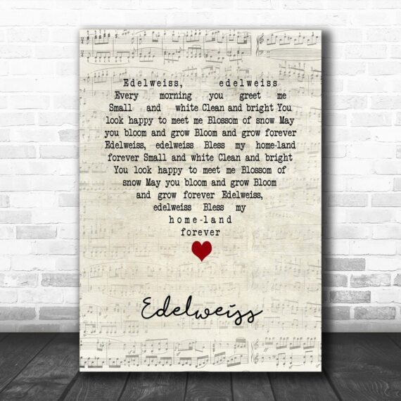 Julie Andrews Edelweiss Script Heart Song Lyric Art Print