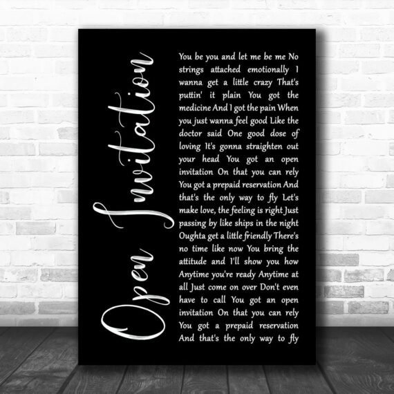 Santana Open Invitation Black Script Song Lyric Art Print