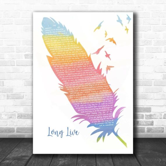 Taylor Swift Long Live Watercolour Feather & Birds Song Lyric Print