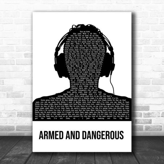 Juice Wrld Armed And Dangerous Black & White Man Headphones Song Lyric Art Print