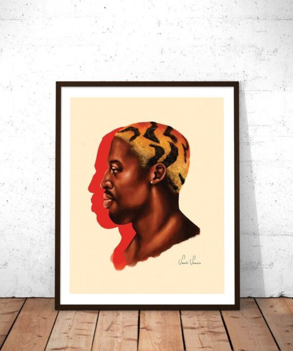 Dennis Rodman Art Print, Painting, Basketball Canvas, Nba, Chicago Bulls, Home Wall Decor