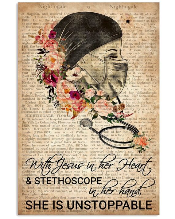 Nurse With Jesus In Her Heart And Stethoscope In Her Hand Unstopable Dictionary Poster