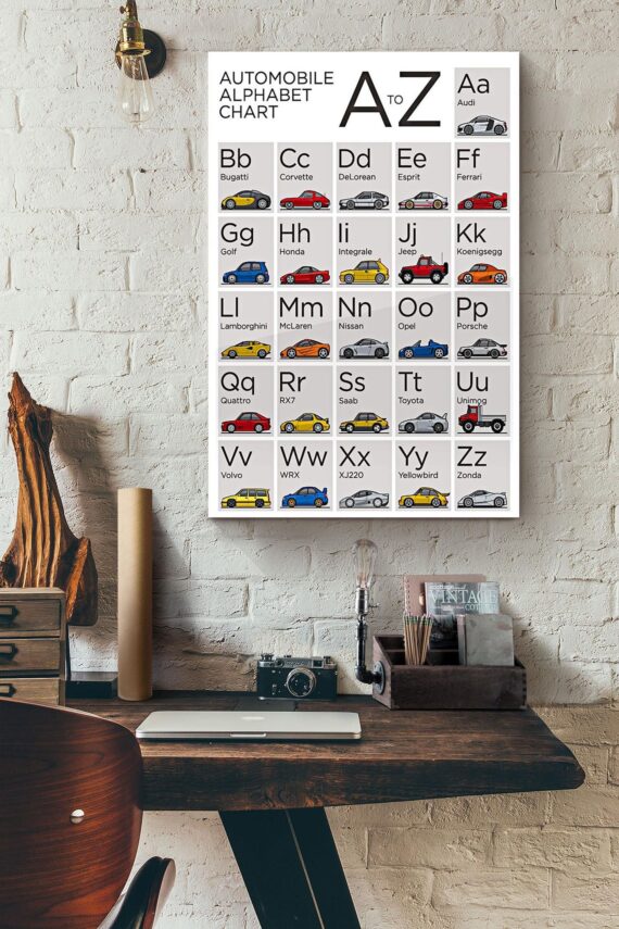 Automobile Alphabet Racing Car Poster