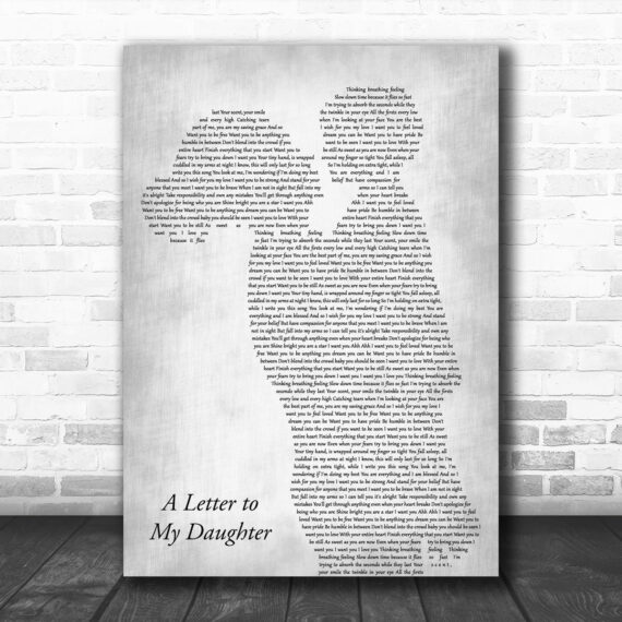 Kerri Brown A Letter to My Daughter Mother & Child Grey Song Lyric Art Print Daymira™ Wear For Kerri Brown A Letter to My Daughter Mother & Child Grey Song Lyric Art Print Daymira™ Wear For
