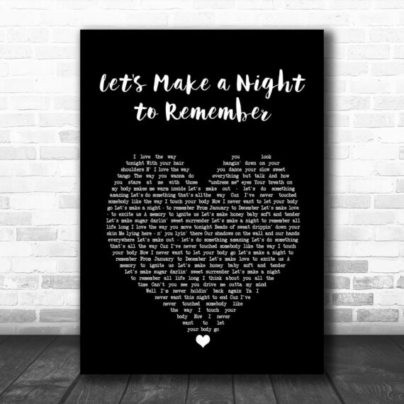 Bryan Adams Let’s Make a Night to Remember Black Heart Song Lyric Wall Art Print Daymira™ Wear
