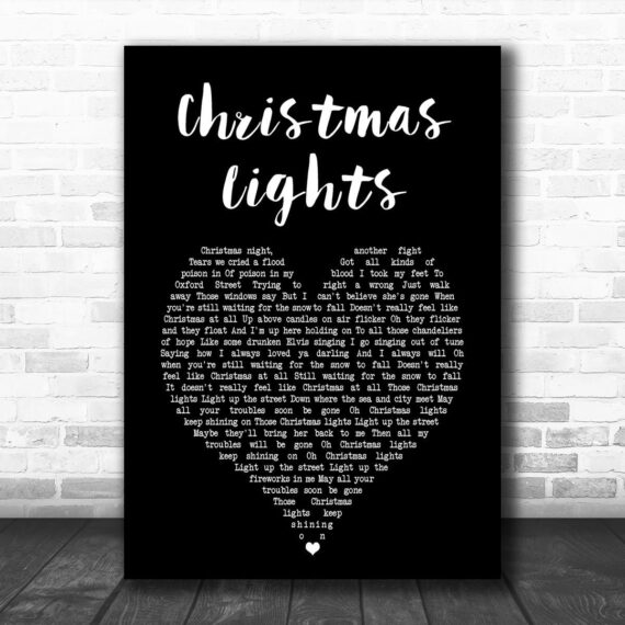 Coldplay Christmas Lights Black Heart Song Lyric Art Print