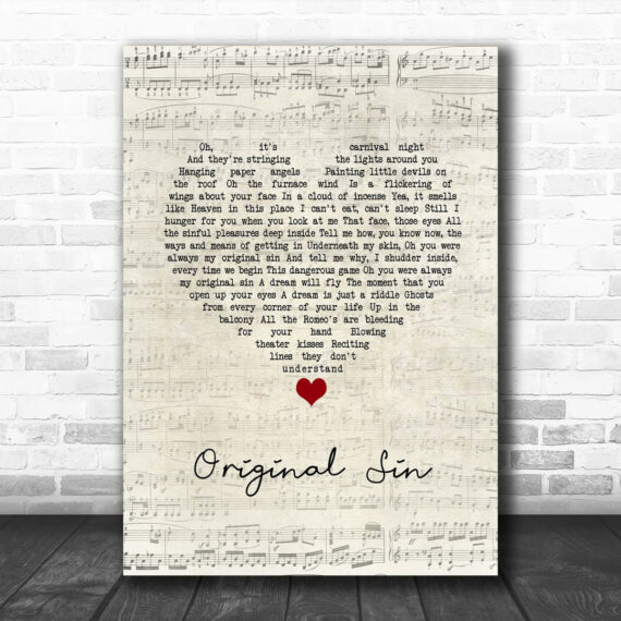 Elton John Original Sin Script Heart Song Lyric Quote Music Print