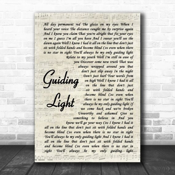 Mumford & Sons Guiding Light Song Lyric Vintage Script Music Wall Art Print