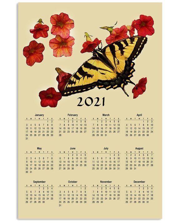 Butterfly 2021 Calendar Vertical Wall Art/Canvas