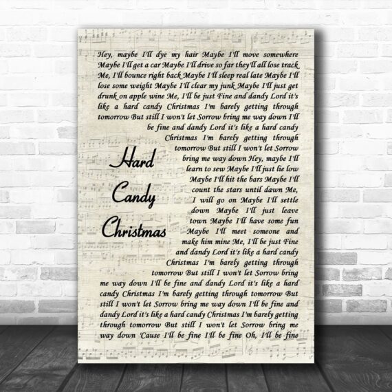 Dolly Parton Hard Candy Christmas Vintage Script Song Lyric Art Print