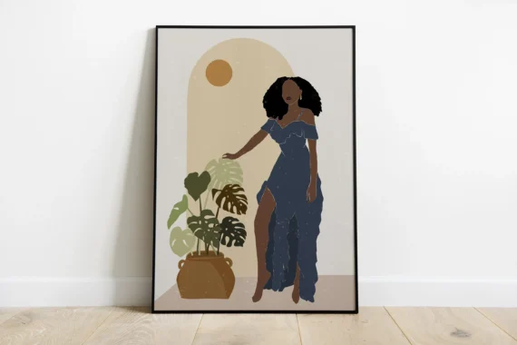 Black Woman Art, Black Woman Illustration, Black Girl Canvas, African Woman Canvas