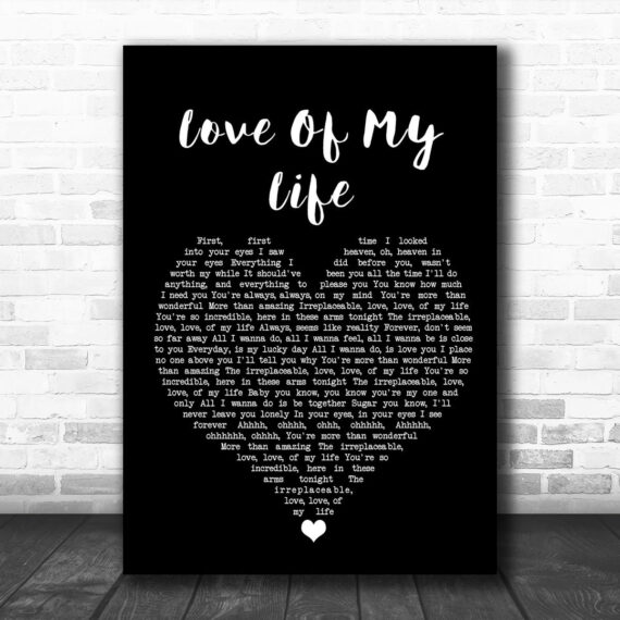 Brian McKnight Love Of My Life Black Heart Song Lyric Wall Art Print