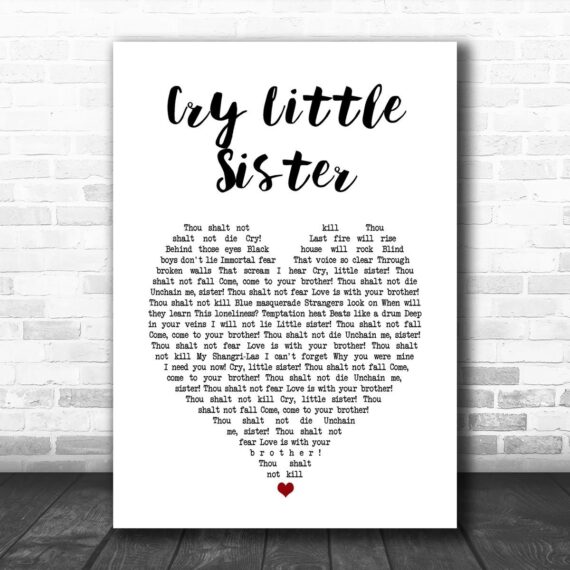 Gerard McMahon Cry Little Sister White Heart Song Lyric Art Print