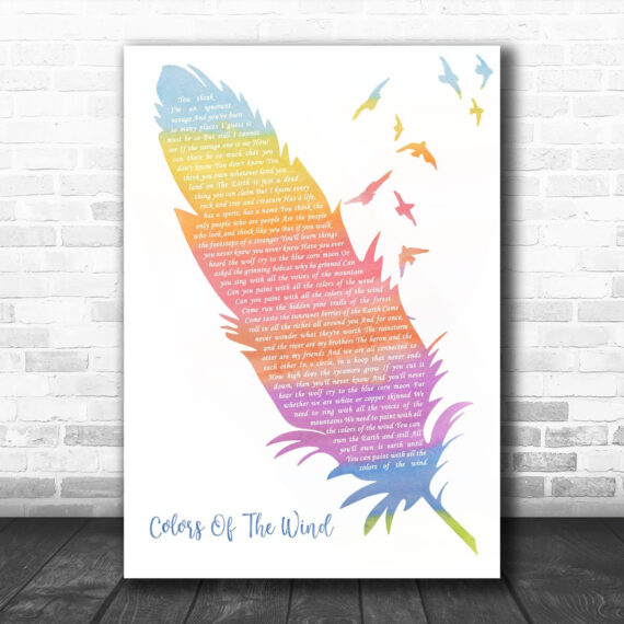 Judy Kuhn Colors Of The Wind Watercolour Feather & Birds Song Lyric Music Art Print