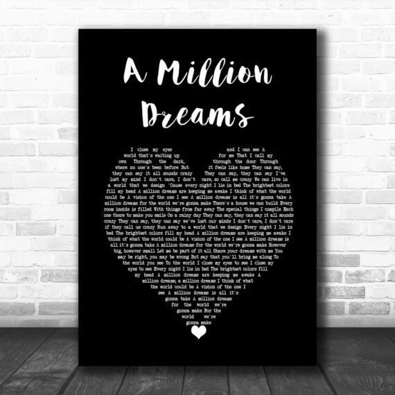 Ziv Zaifman, Hugh Jackman, Michelle Williams A Million Dreams Black Heart Song Lyric Wall Art Print