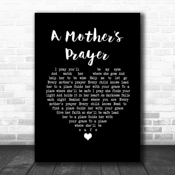 Celine Dion A Mother's Prayer Black Heart Song Lyric Wall Art Print