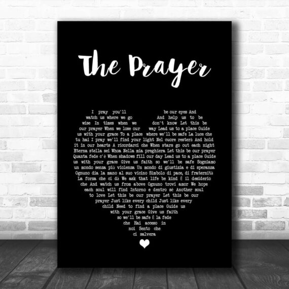 Andrea Bocelli & Celine Dion The Prayer Black Heart Song Lyric Print