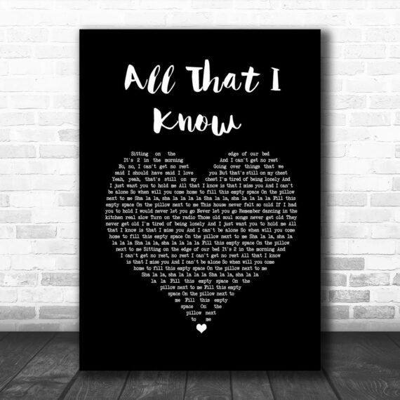 Nadine Coyle All That I Know Black Heart Song Lyric Wall Art Print