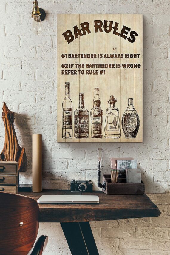 Bartender Bar Rules Poster Daymira™ Wear For Everyday Pleasant