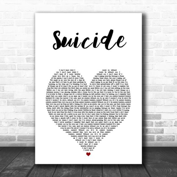 Jelly Roll Suicide White Heart Song Lyric Art Print