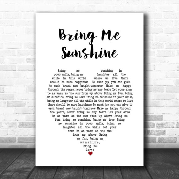 Willie Nelson Bring Me Sunshine White Heart Song Lyric Wall Art Print