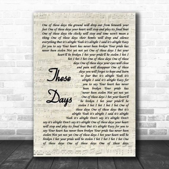 Foo Fighters These Days Vintage Script Song Lyric Wall Art Print