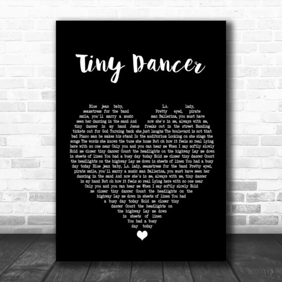 Elton John Tiny Dancer Black Heart Song Lyric Poster Print