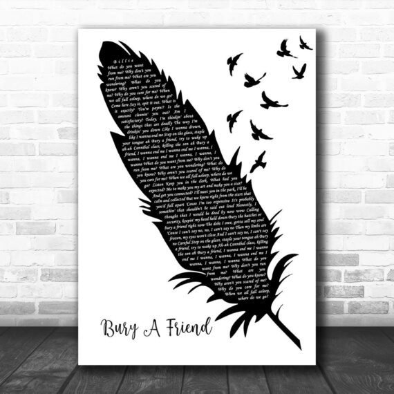 Billie Eilish Bury A Friend Black & White Feather & Birds Song Lyric