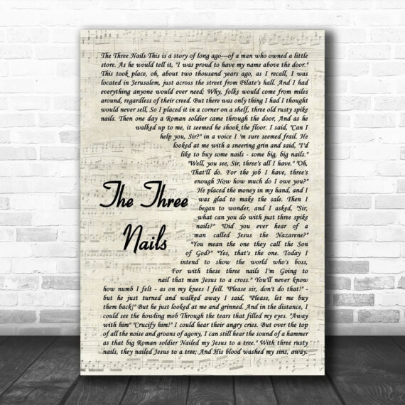 Jimmie Davis The Three Nails Vintage Script Song Lyric Art Print