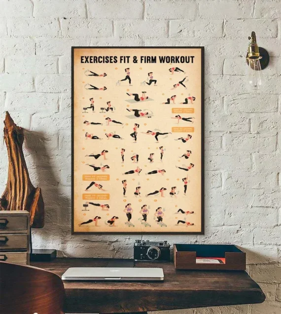 Exercises Fit & Firm Workout Poster, Workout Exercise Wall Art