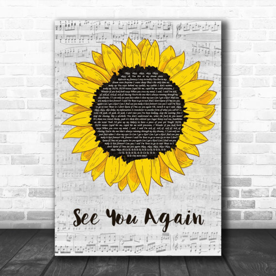 Tyler, The Creator See You Again Grey Script Sunflower Song Lyric Art Print