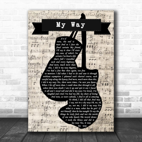 Frank Sinatra My Way Music Script Boxing Gloves Song Lyric Music Art Print