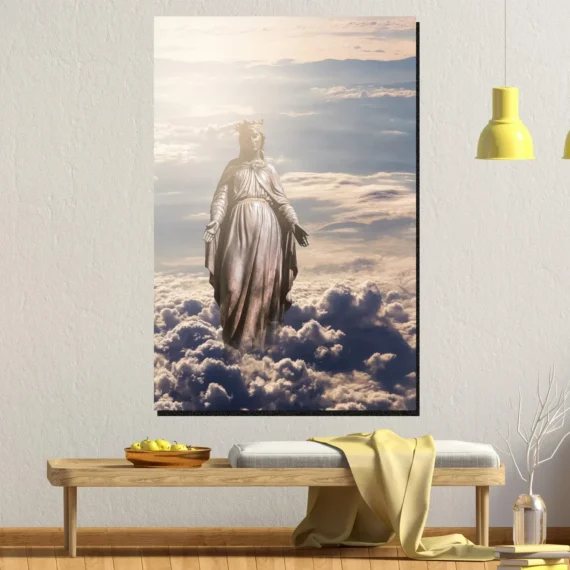 Statue of Mary in Clouds Wall Art Canvas - Daymira store