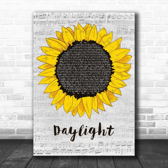 Taylor Swift Daylight Grey Script Sunflower Song Lyric Art Print