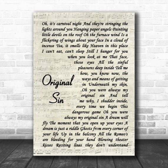 Elton John Original Sin Vintage Script Song Lyric Art Print – Daymira ...