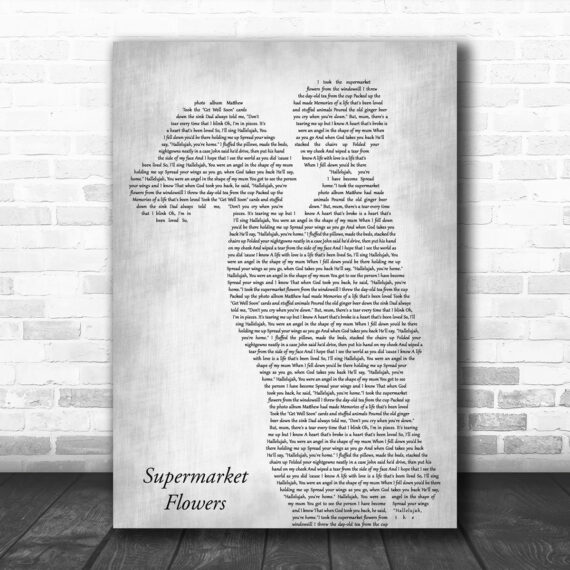 Ed Sheeran Supermarket Flowers Mother & Child Grey Song Lyric Art Print